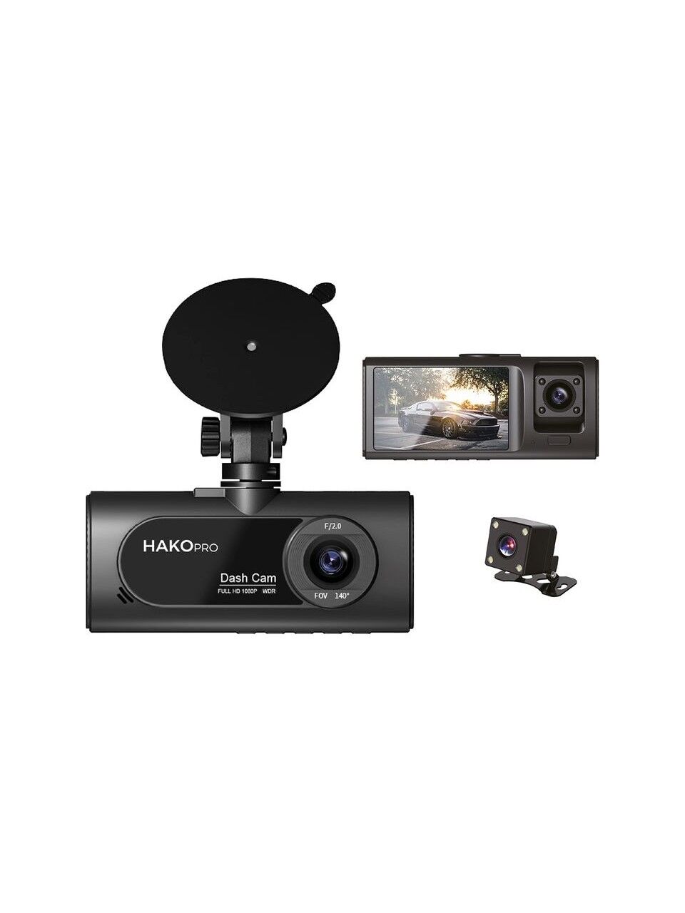 Hako Pro CMR100 Dash Cam - Full Hd 1080P, Arka Kamera, G-Sensör, Araç Içi Kamera