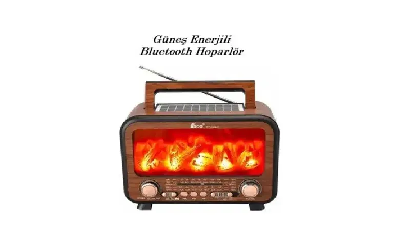 ataşbey Rt-754 Şömine Görünümlü Solar Güneş Enerji Ahşap Nostalji Bluetooth Usb Sd Mp3 Radyo Müzik Kutusu
