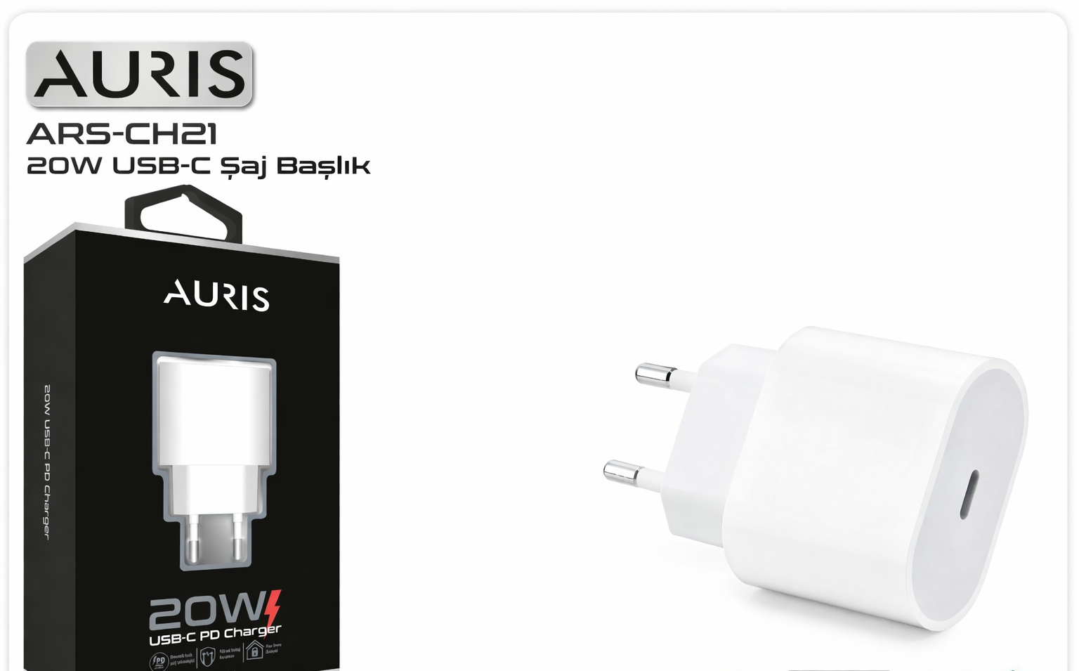 AURIS CH21 20W USB-C PD Hızlı Şarj Başlığı
