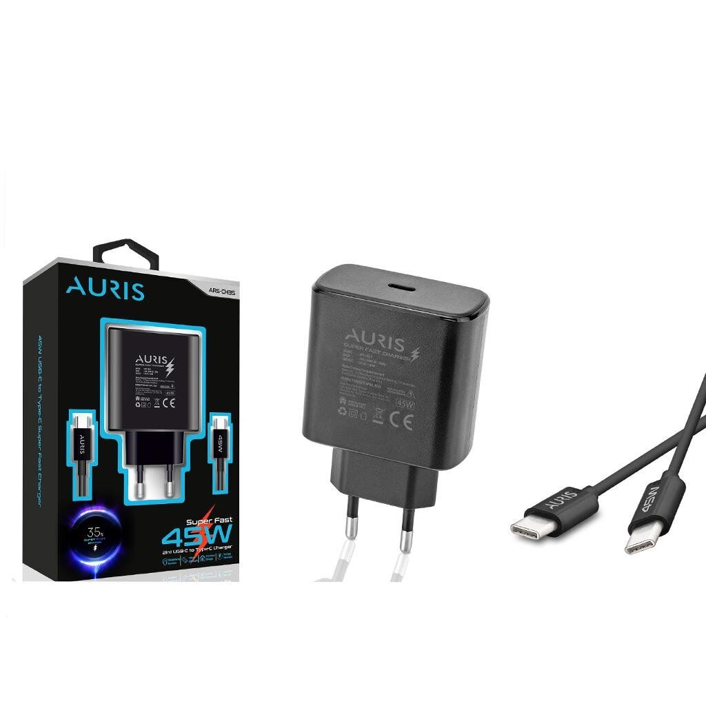 Auris ARS-CH35 45W Yüksek Voltaj Koruyucu ve Kısa Devre Önleyici Type-c To Type-c Süper Hızlı Şarj Seti