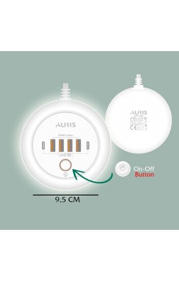 Auris CH80 Masa Üstü Auto ID 2x Type-C + 4x 18W USB-A Çıkışlı Gece Lambalı Çoklu Şarj Aleti